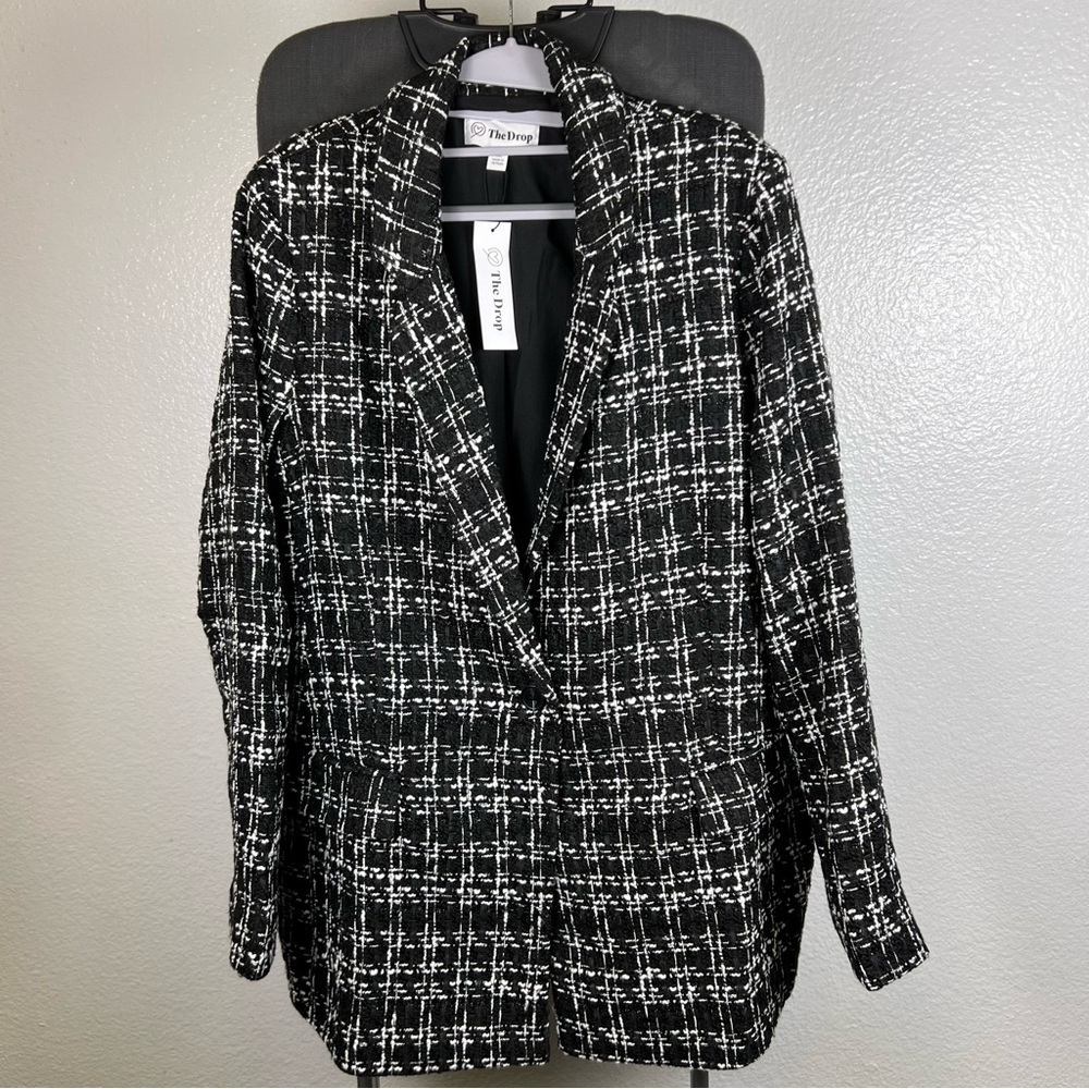 The Drop Black and White Plaid Women's Blazer Size XXL